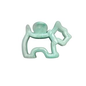 Aqua Light Green Glossy Dog Shaped Puppy 3" Lobster Claw Hair Clip Yorkie Westie